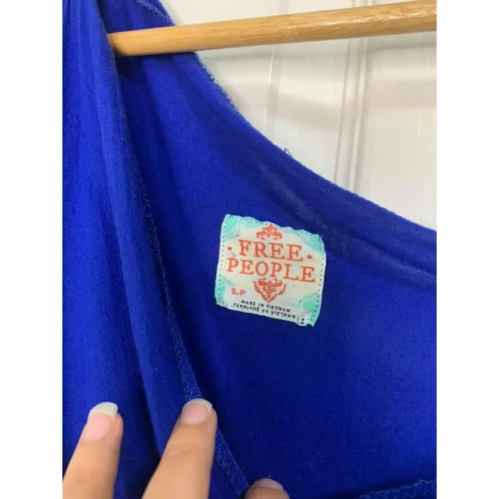 Free People Blue Tunic‎ asymmetrical top Size Small